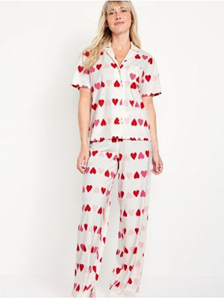 Old Navy Xxl Sweetheart Pajama Set Short Sleeve Top & Pants